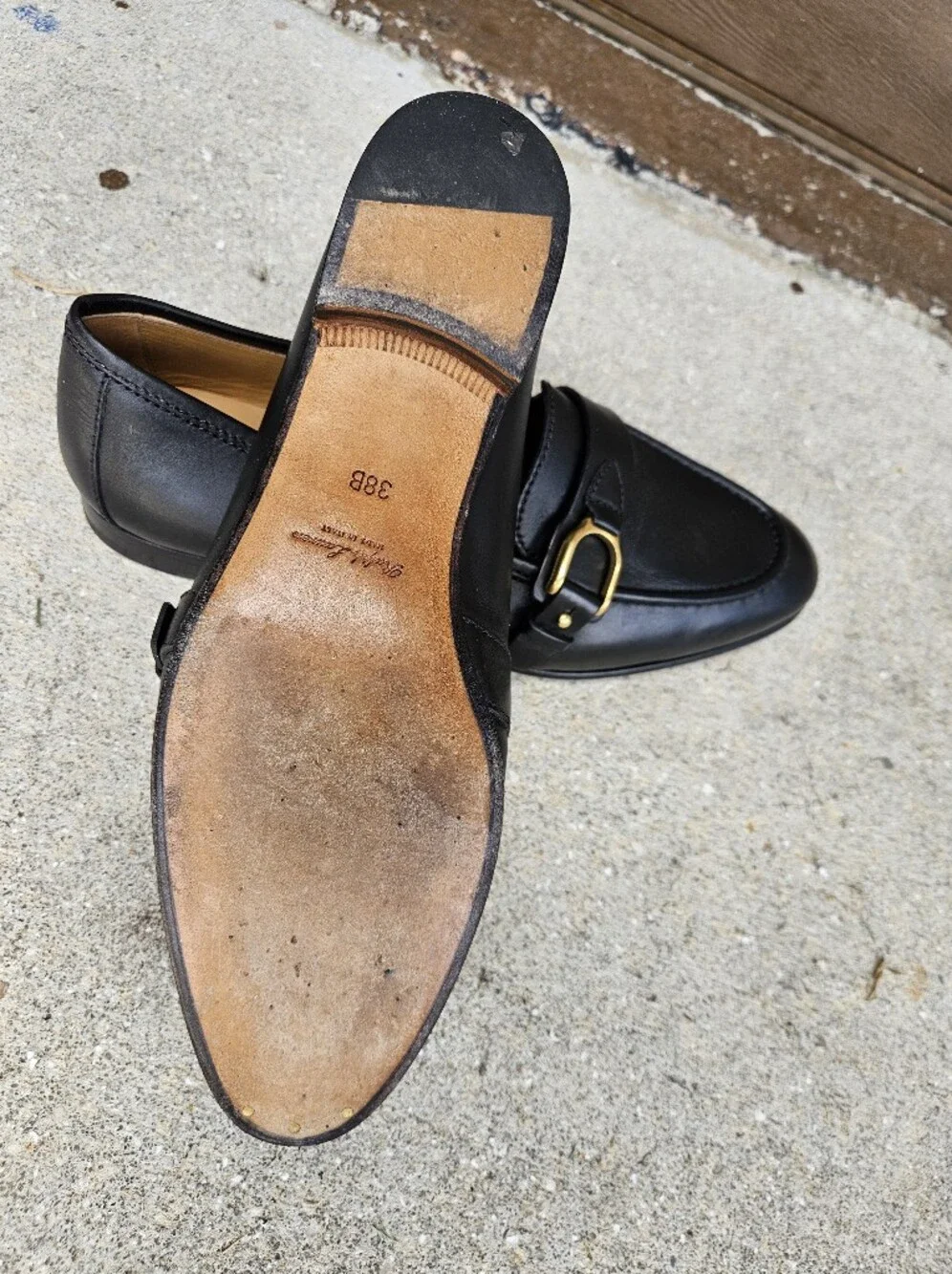 Ralph Lauren Made In Italy Black Slip On Leather Shoes Size 38 B Pre-owned